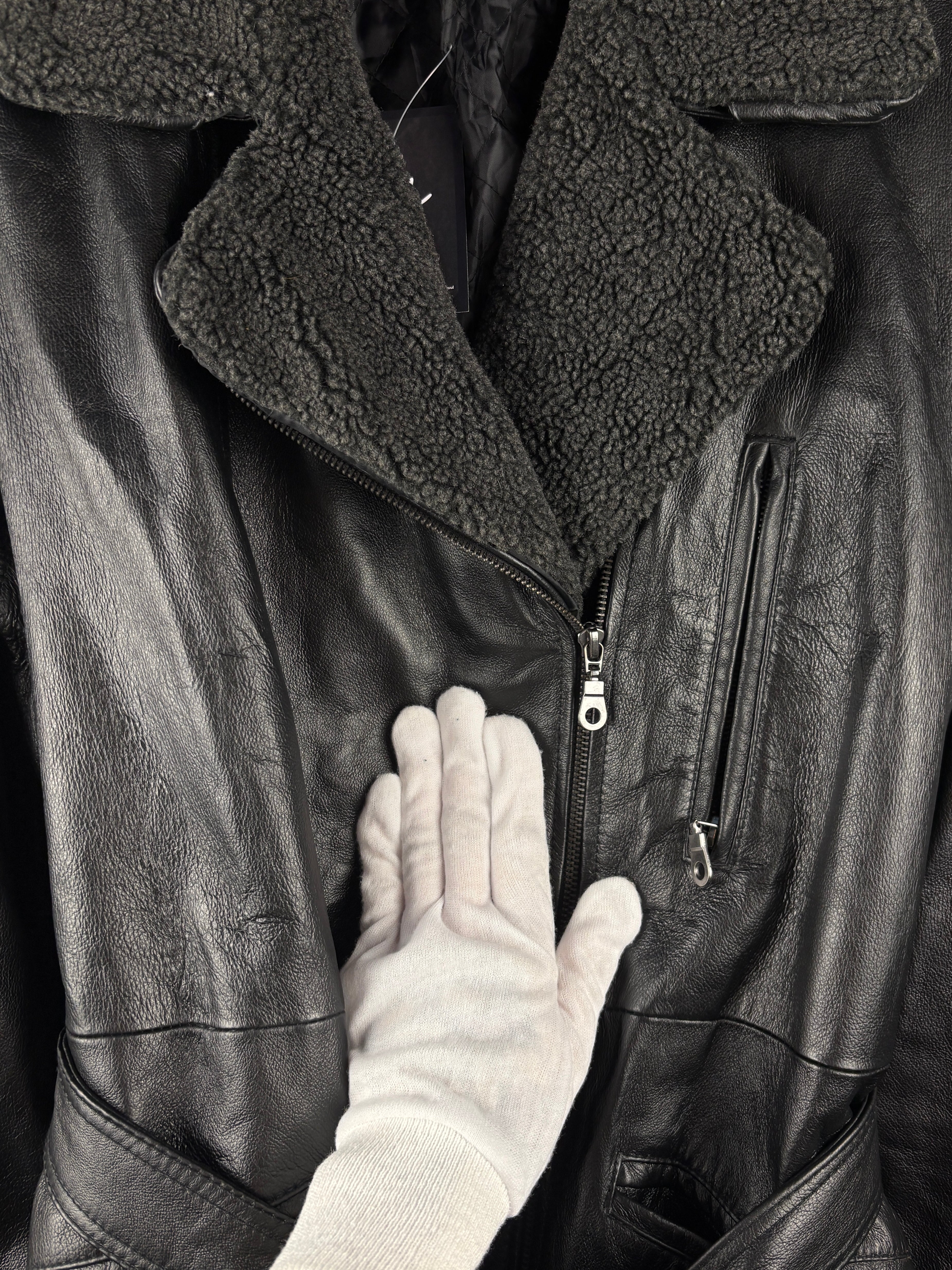 Women’s Vintage Black Genuine Leather Belted Jacket