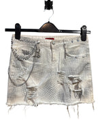 Look at Me Y2K Studded Chain Distressed Denim Mini Skirt