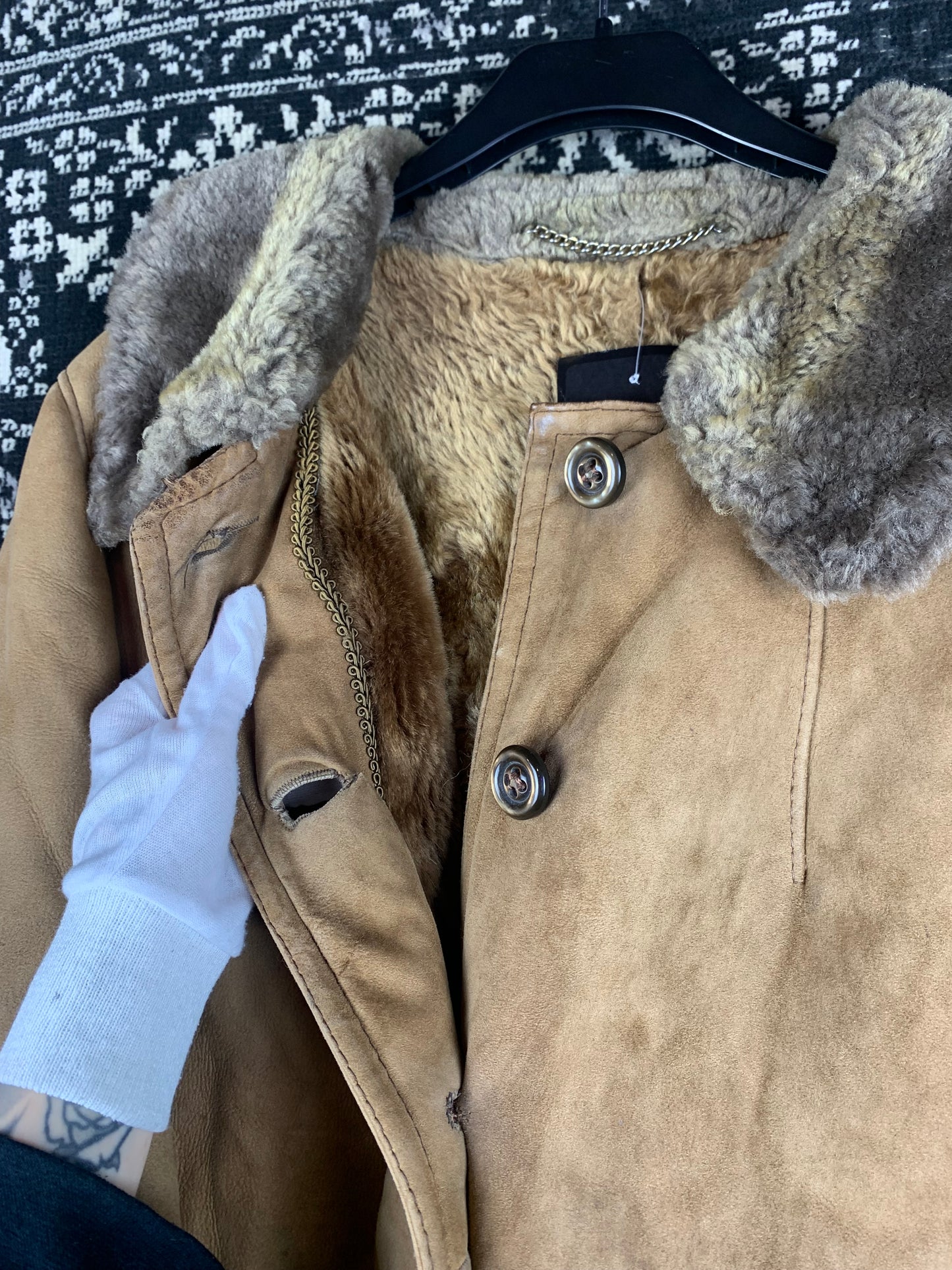 Vintage Women Light Brown Faux Suede Coat