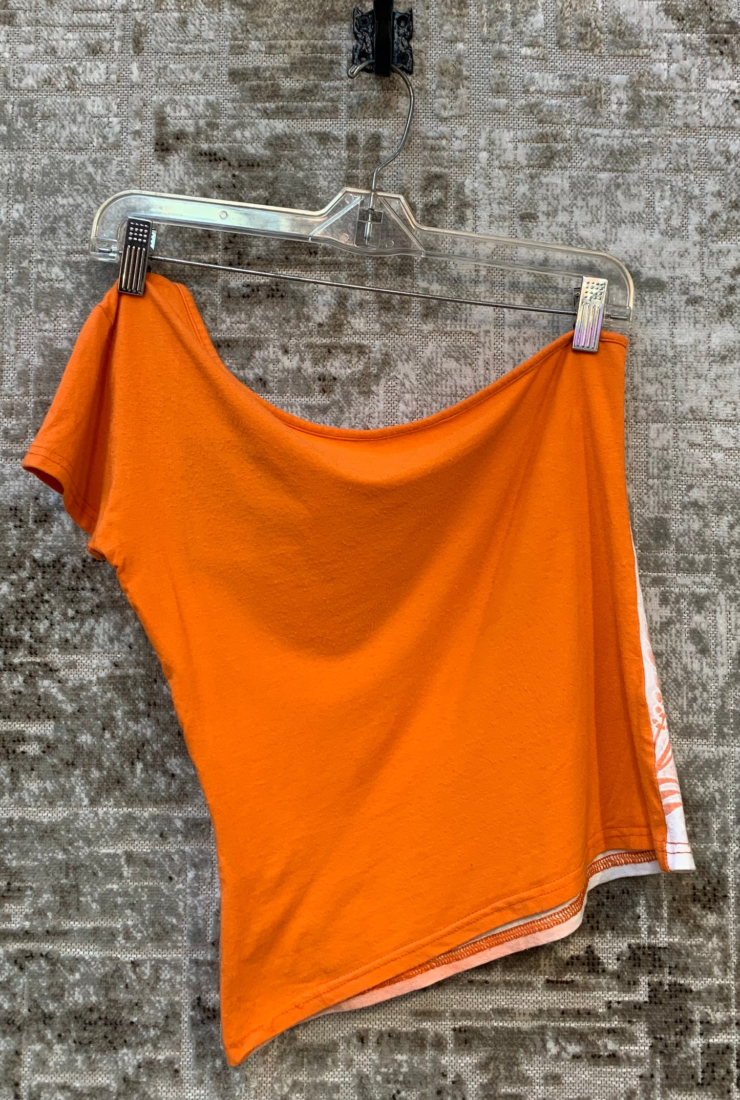 Y2K Orange Floral Off-Shoulder Top