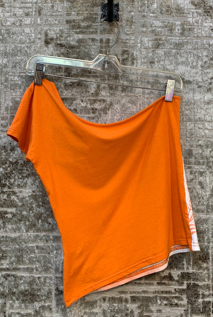 Y2K Orange Floral Off-Shoulder Top