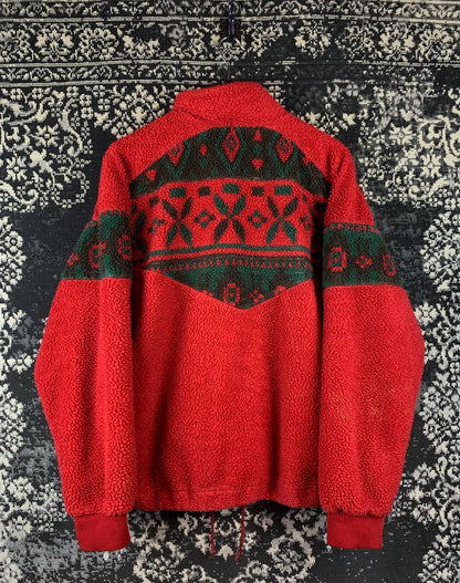 Mens Vintage Progress Red Sherpa Fleece Jacket