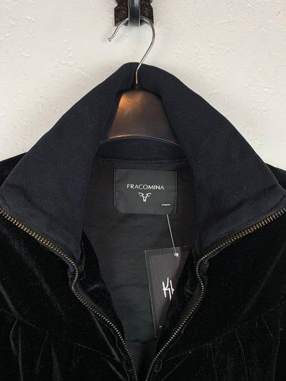 Fracomina Black Velvet Zip-Up Hoodie