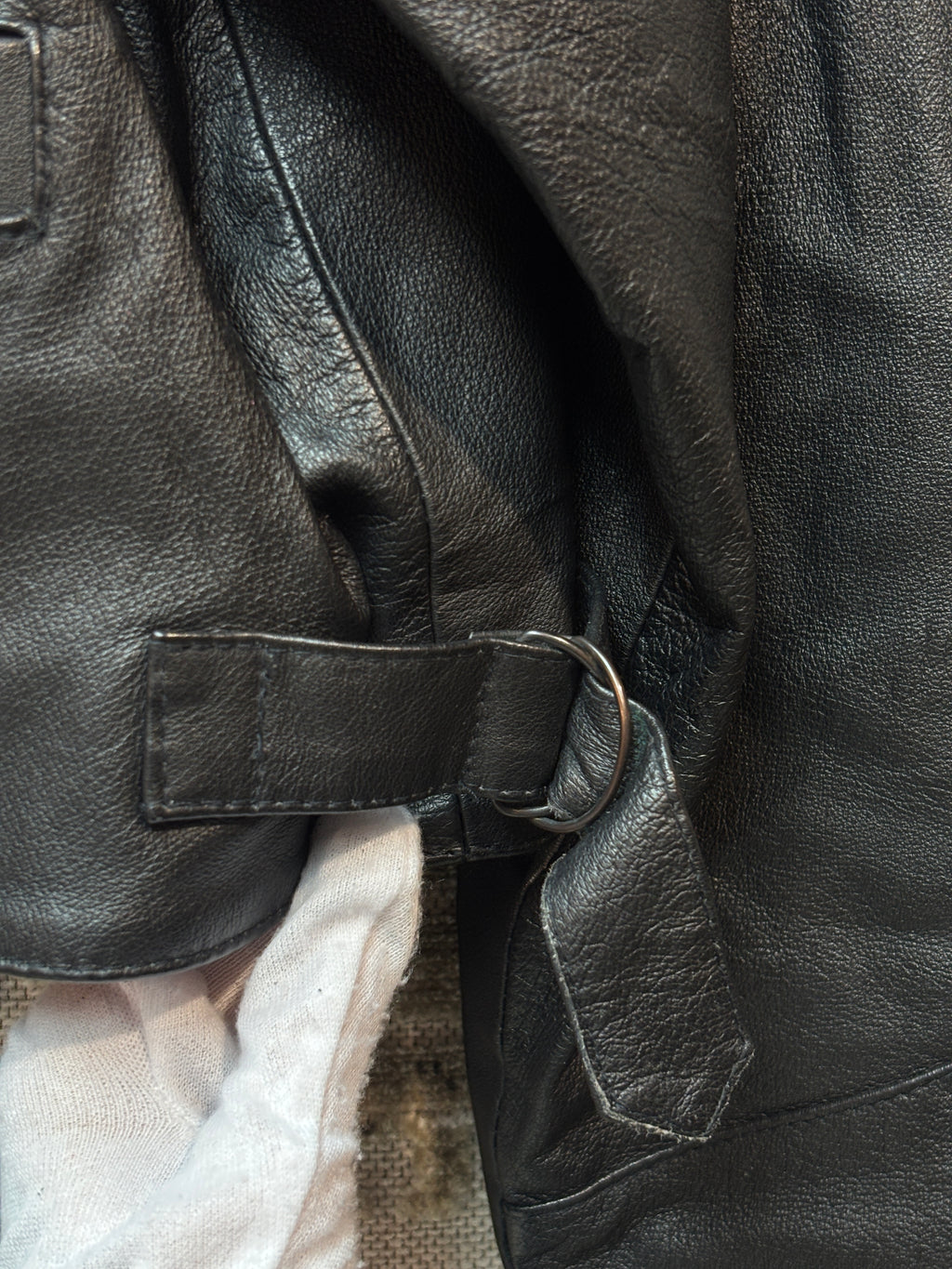 Vintage Collarless Cropped Leather Jacket