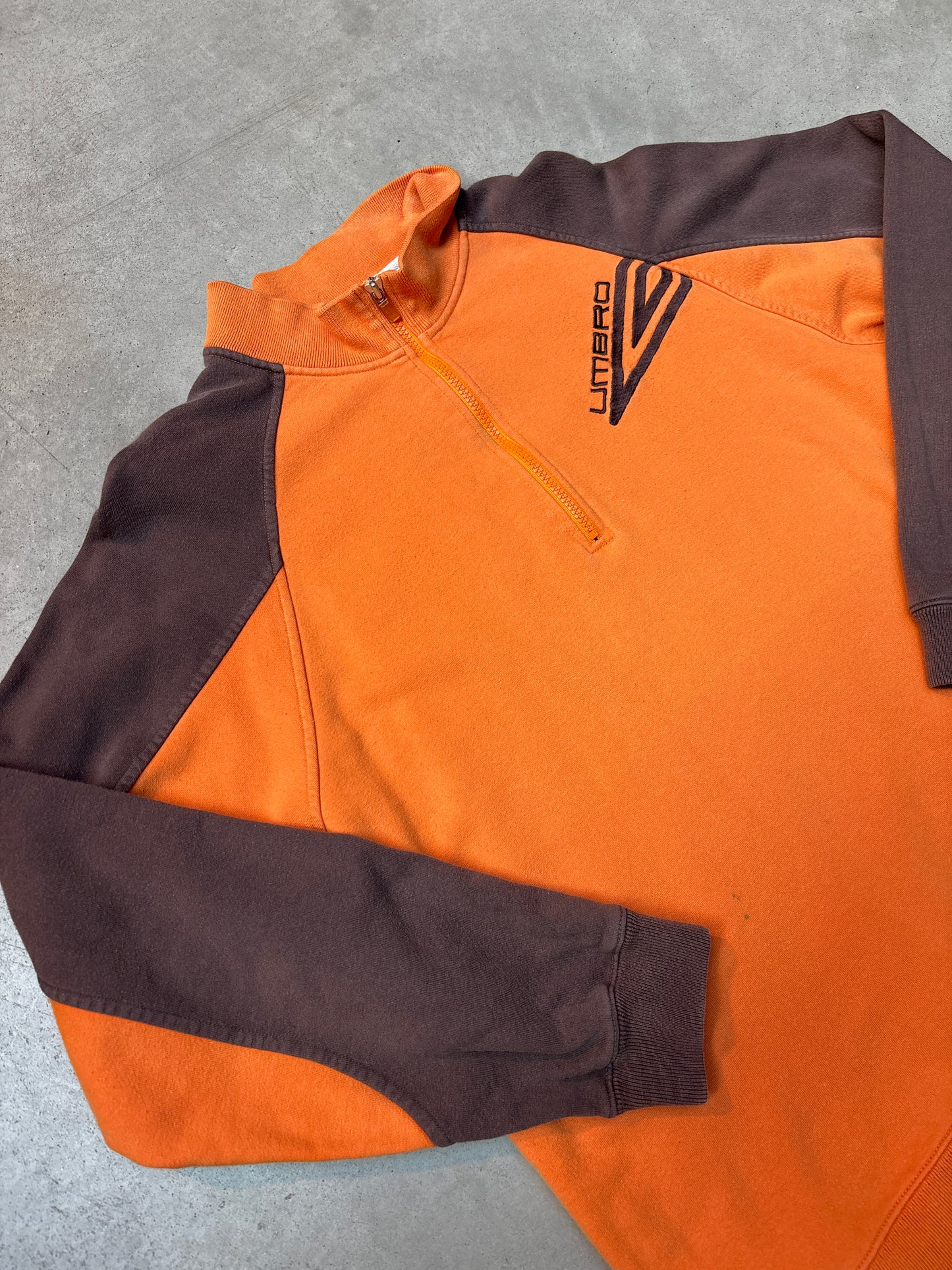 Y2K Men's Umbro Orange Zip Up Hoodie
