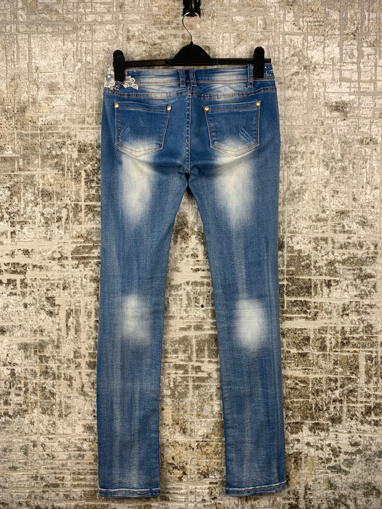 Womens Low Waist Ripped Skinny Jeans