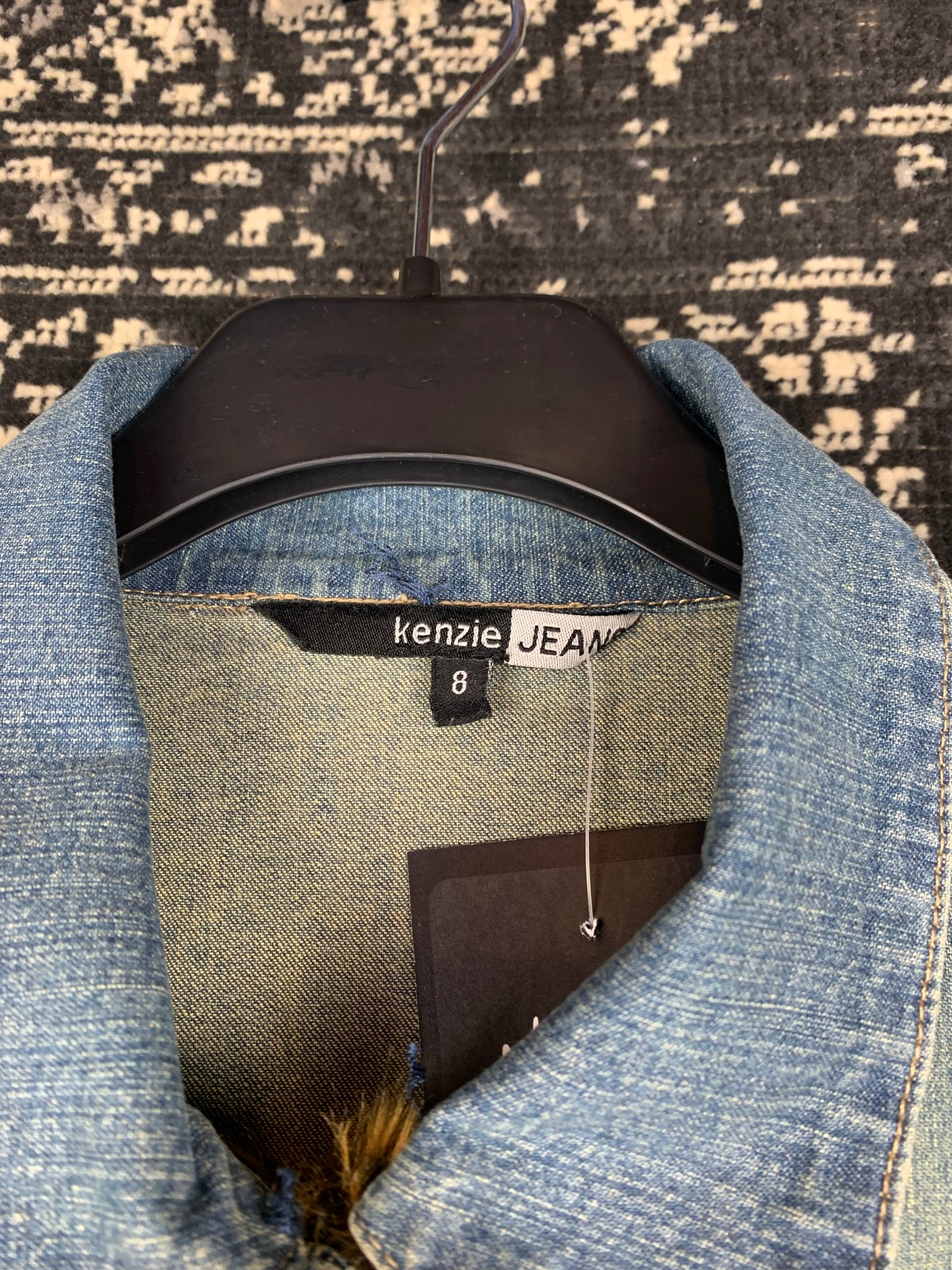 Women's Y2K Style Denim Button-Up with Faux Fur Trim