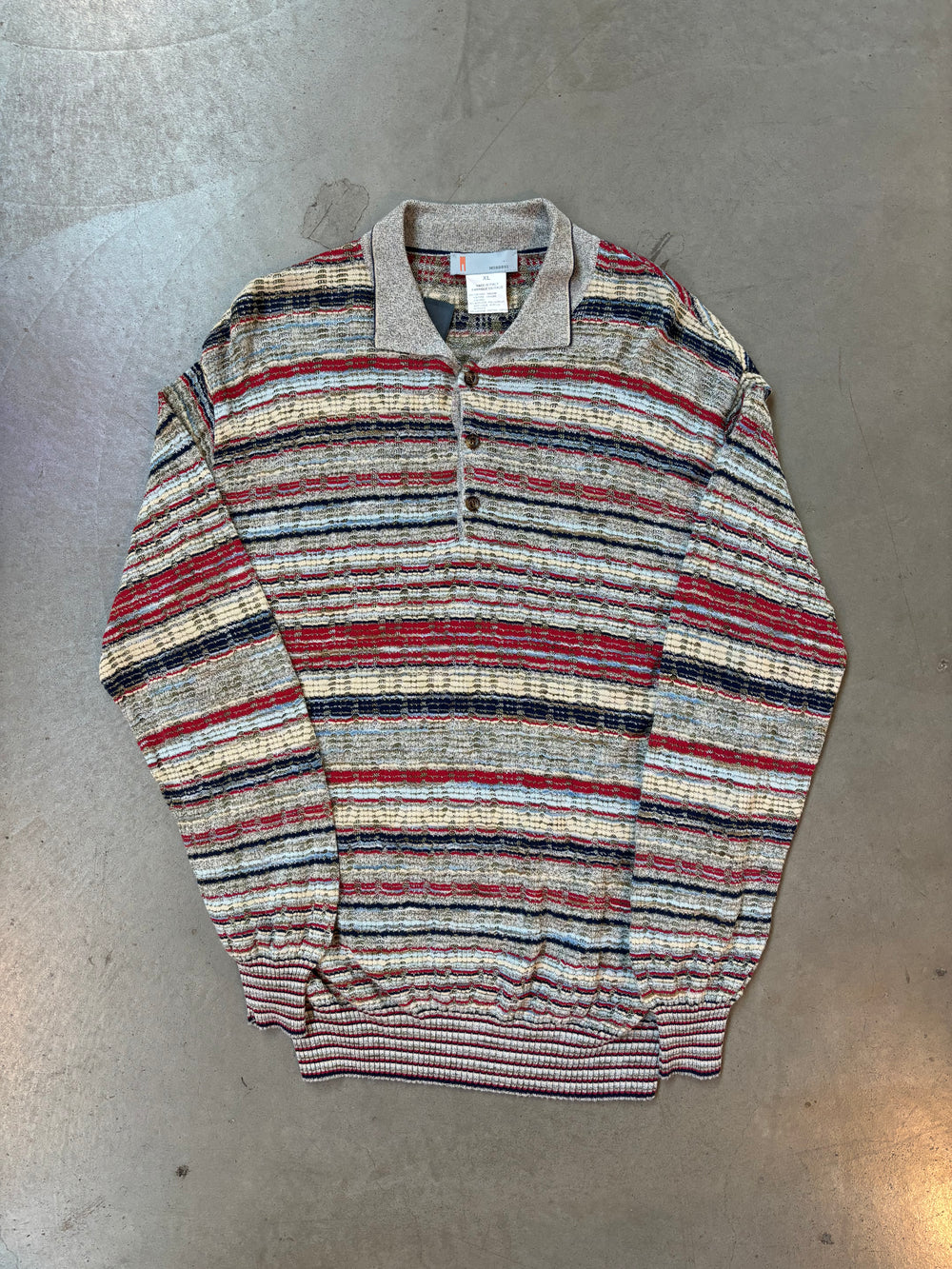 Missoni Italy Knit Polo Long Sleeve Sweater