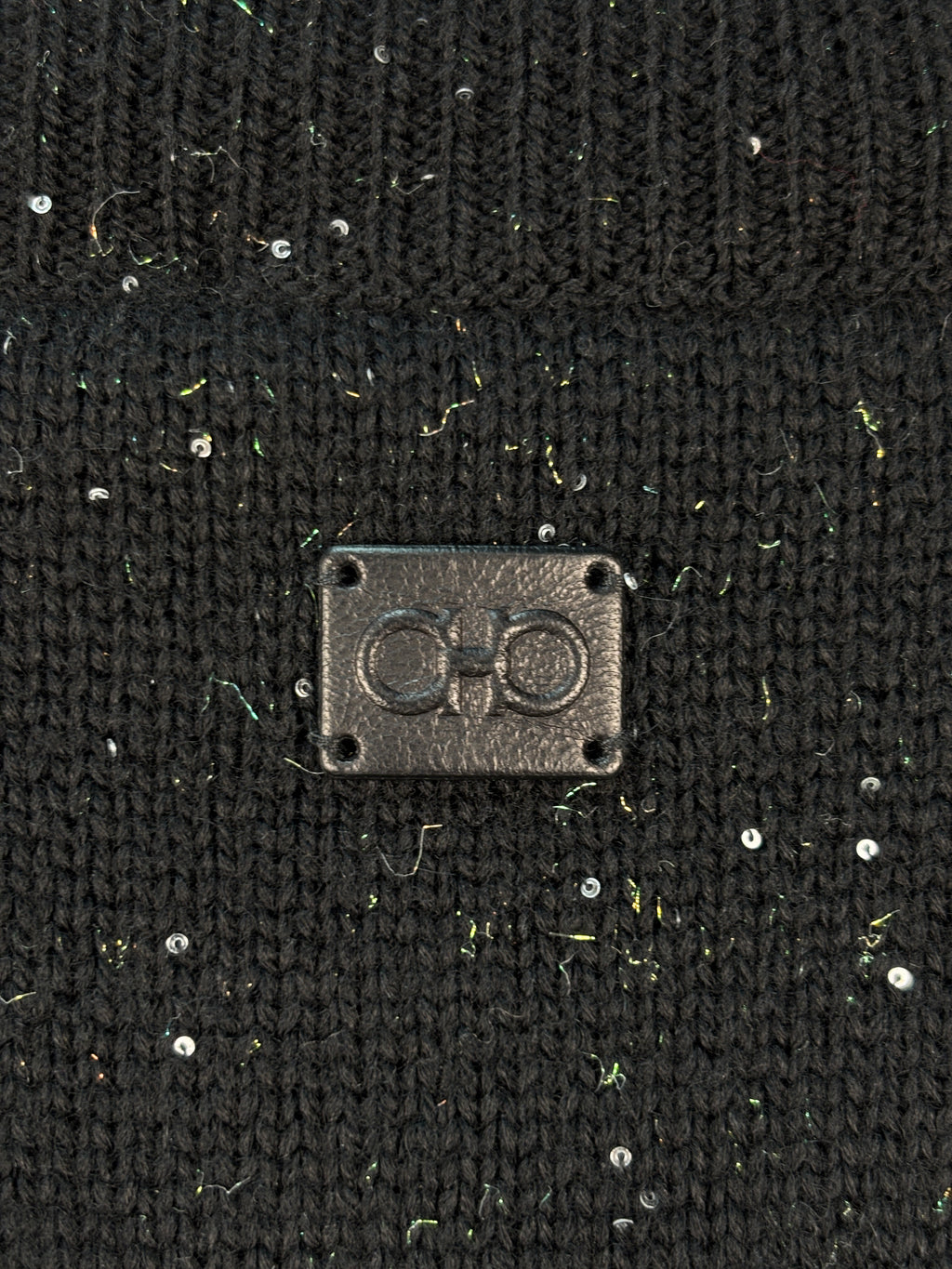 Salvatore Ferragamo Men's Black Speckle Knit Jumper
