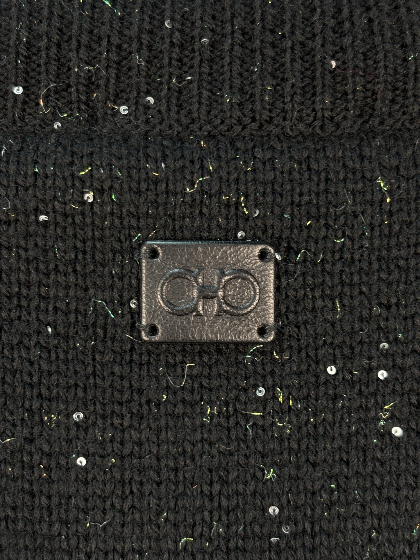 Salvatore Ferragamo Men's Black Speckle Knit Jumper