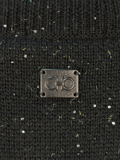 Salvatore Ferragamo Men's Black Speckle Knit Jumper
