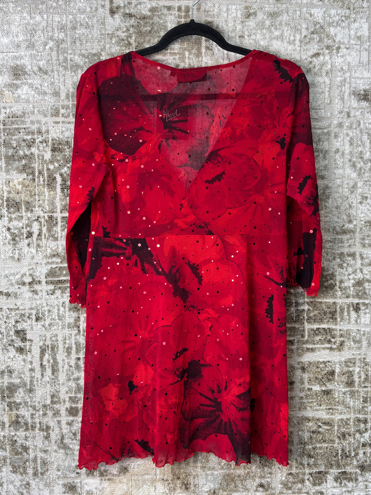KappAhl Red Floral Mesh Tunic