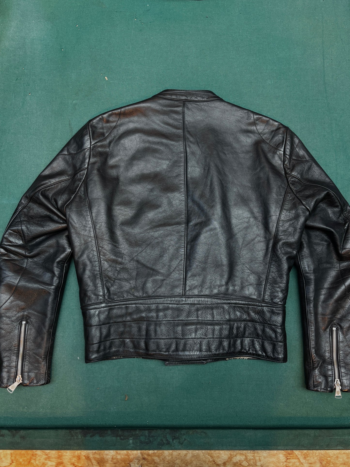 Vintage German Harr Black Leather Biker Jacket