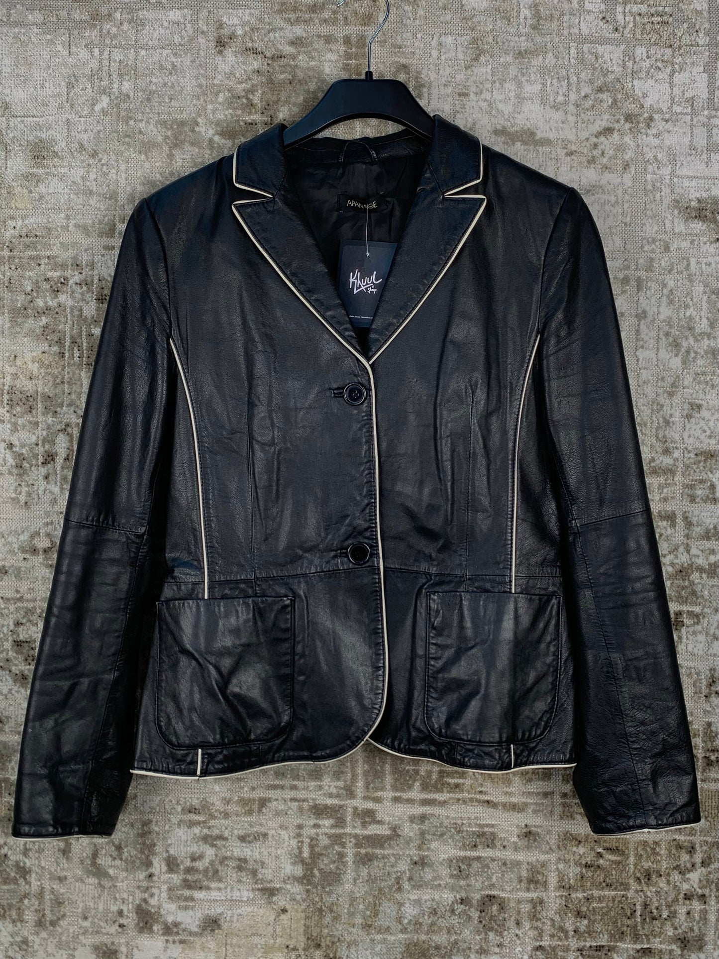 Womens Black with White Leather Jacket