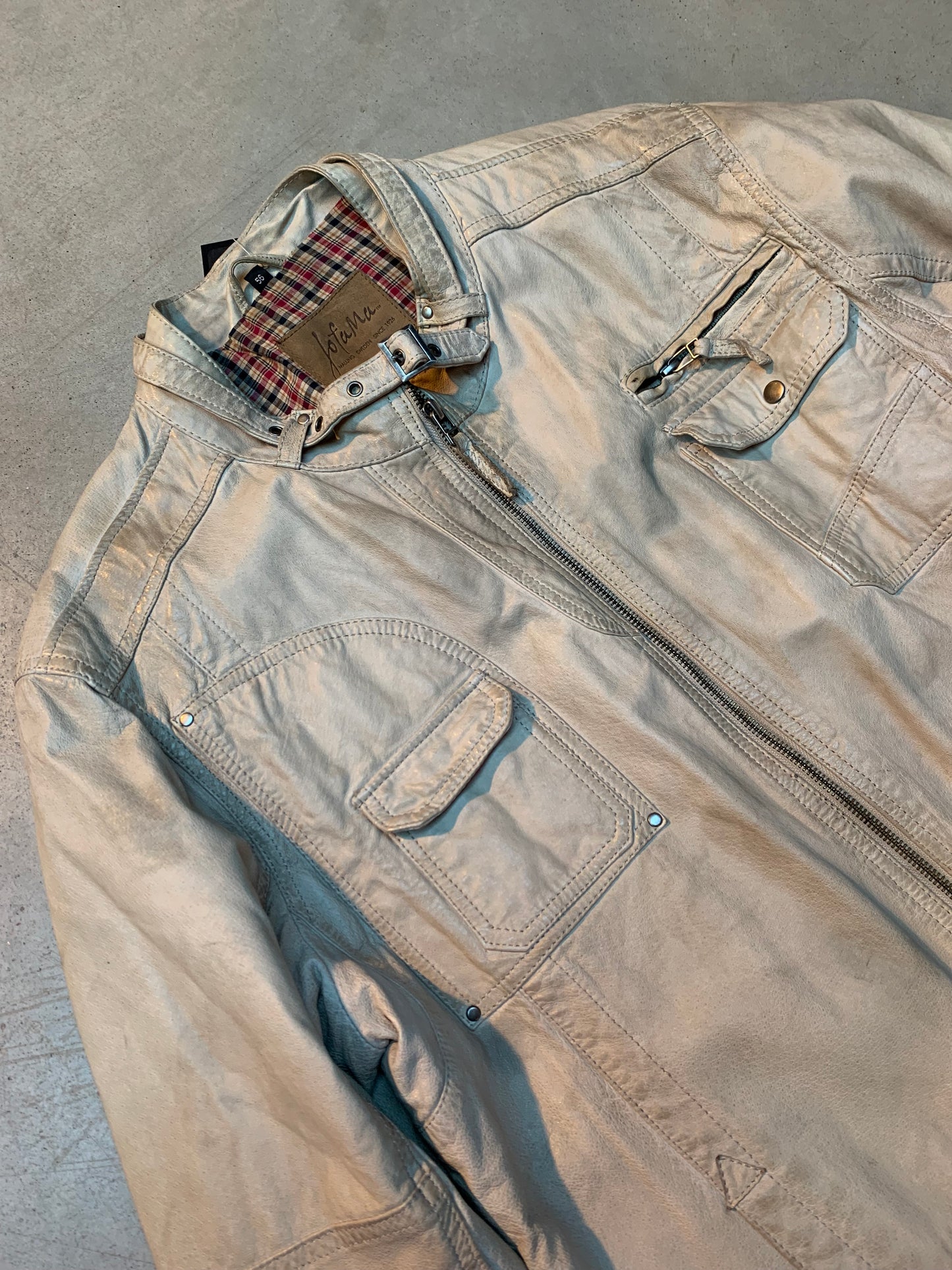 Men’s Vintage Jofama Light Beige Leather Jacket