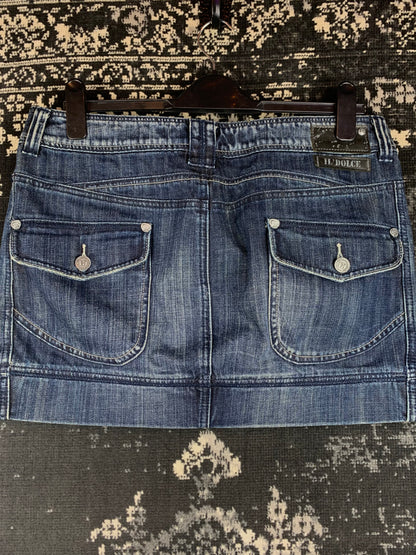 Y2K Vintage Il' Dolce Distressed Blue Mini Denim Skirt
