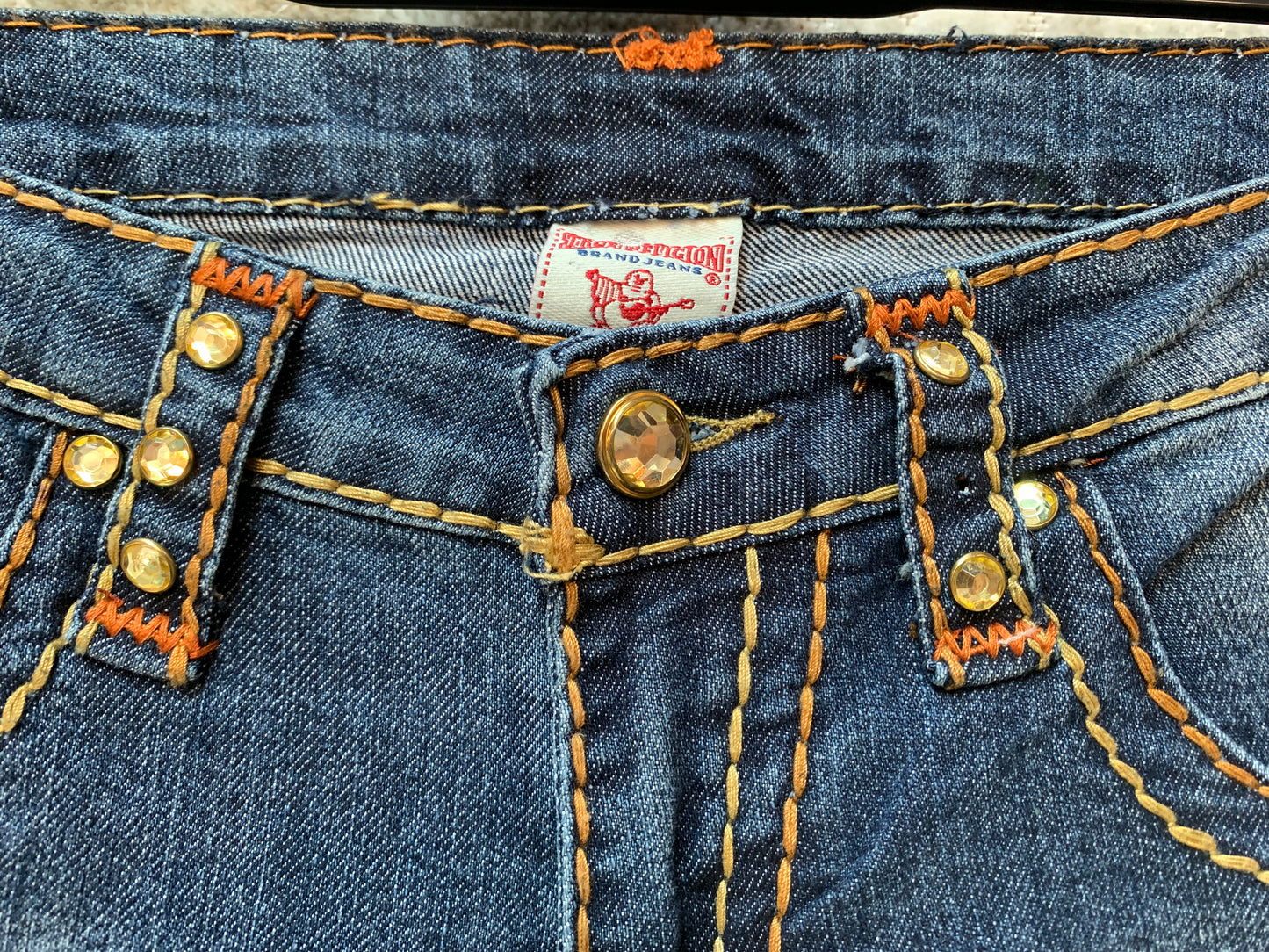 True Religion Rhinestone Straight Leg Jeans