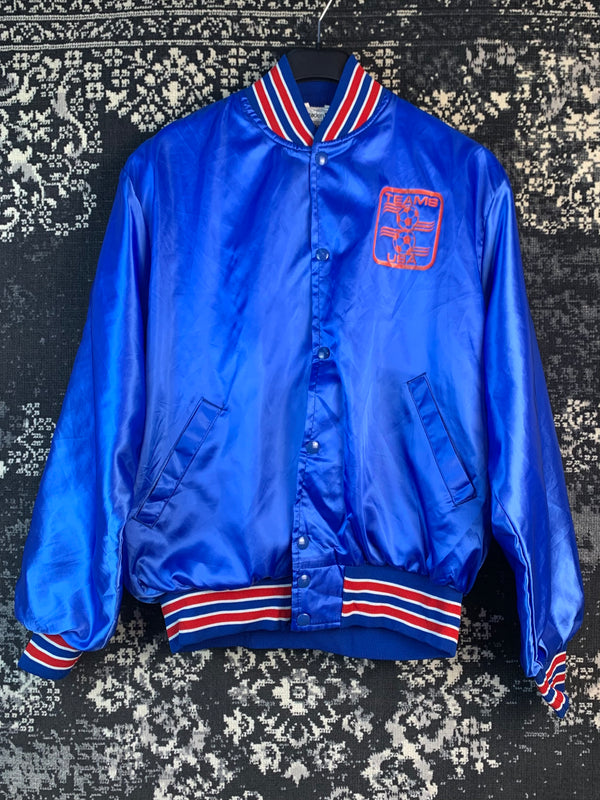 Mens True Vintage 1960s Blue Satin Teams USA Bomber Jacket