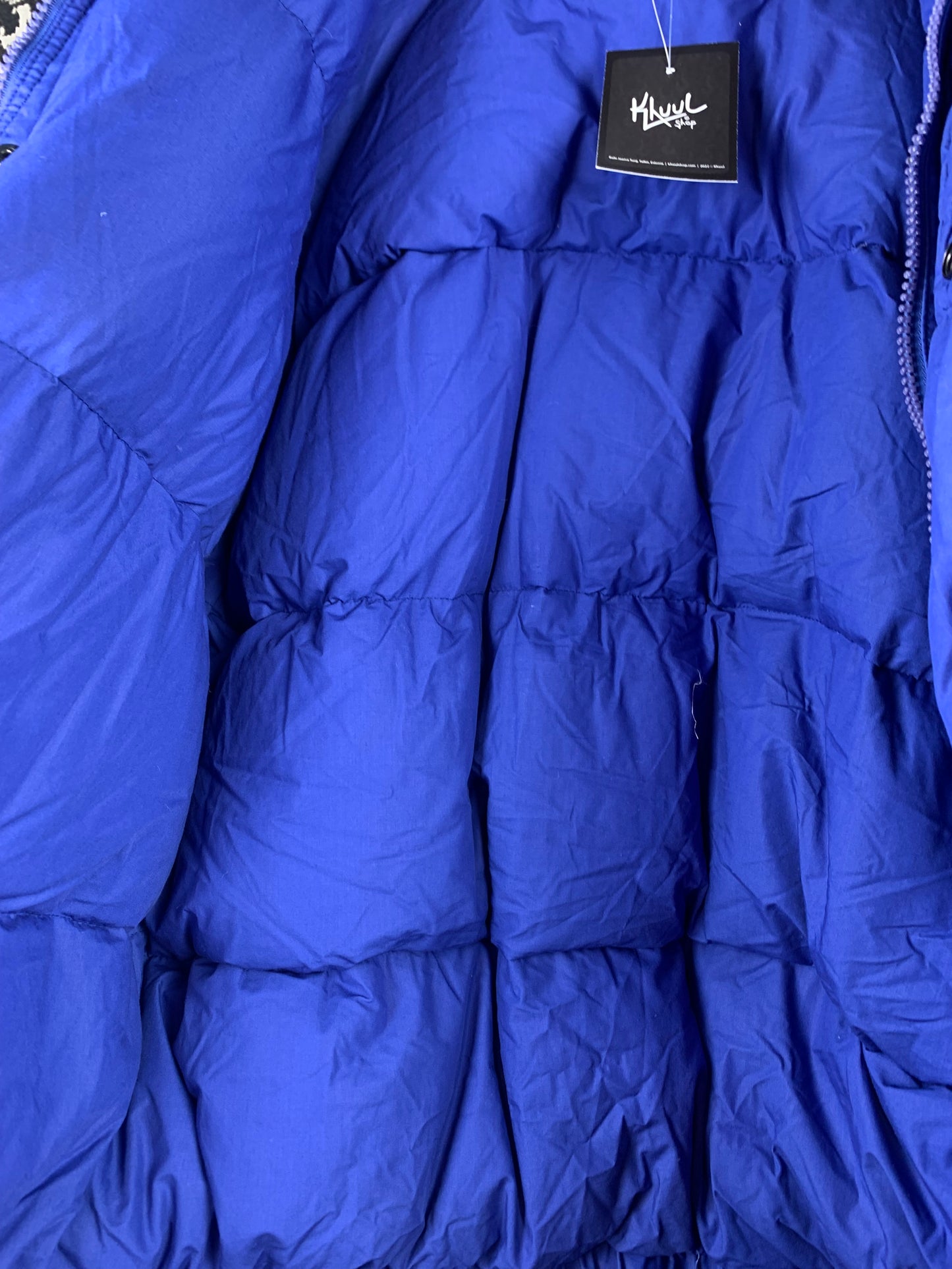 Men's Vintage Shuang Yu Electric Blue Puffer Bomber Jacket