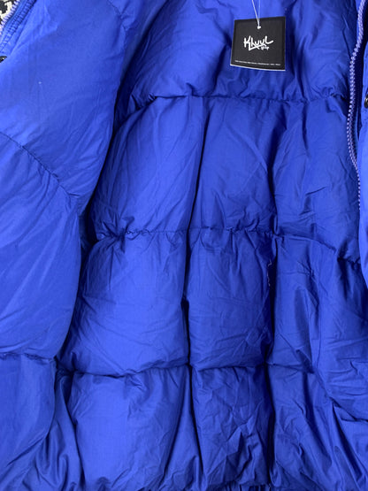 Men's Vintage Shuang Yu Electric Blue Puffer Bomber Jacket