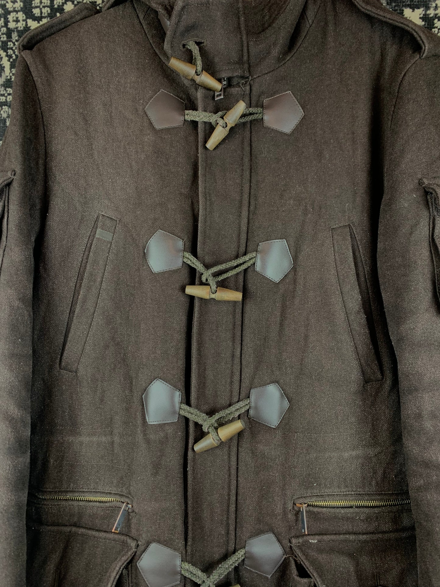 Mens Vintage KMC Wearable Duffle Coat Faux Fur Lined