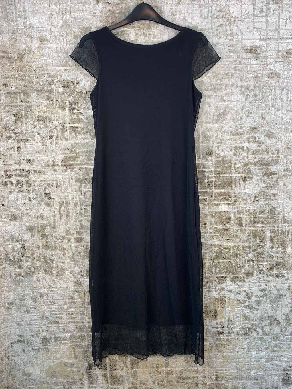Womens Y2K Black Mesh Midi Dress