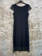 Womens Y2K Black Mesh Midi Dress