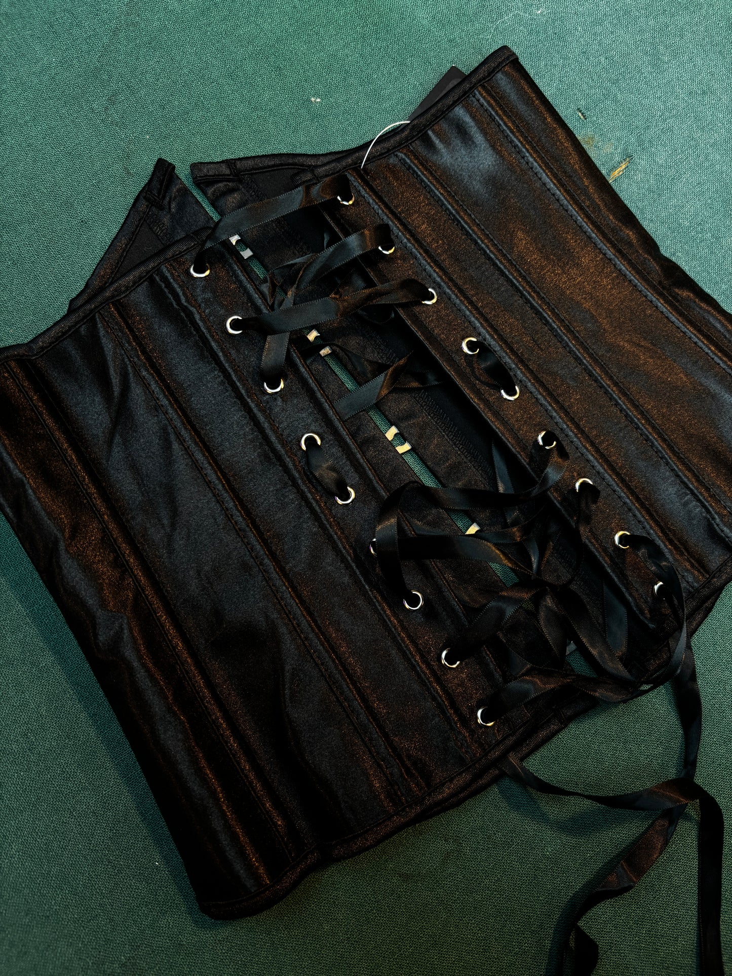 Vintage Black Satin Corset Top