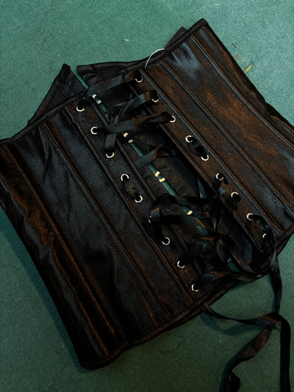 Vintage Black Satin Corset Top