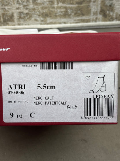 Ferragamo 95MM Vara Chain Leather Ankle Boots