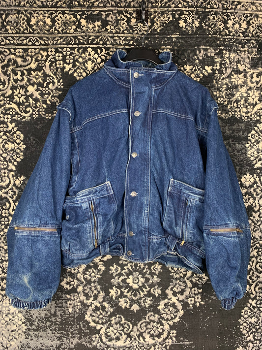 Men's Vintage Denim Bomber Jacket