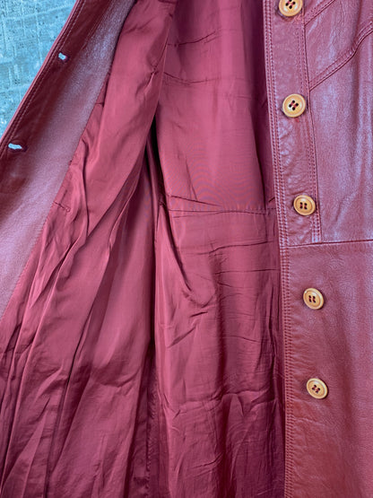 Womens Red Leather Coat