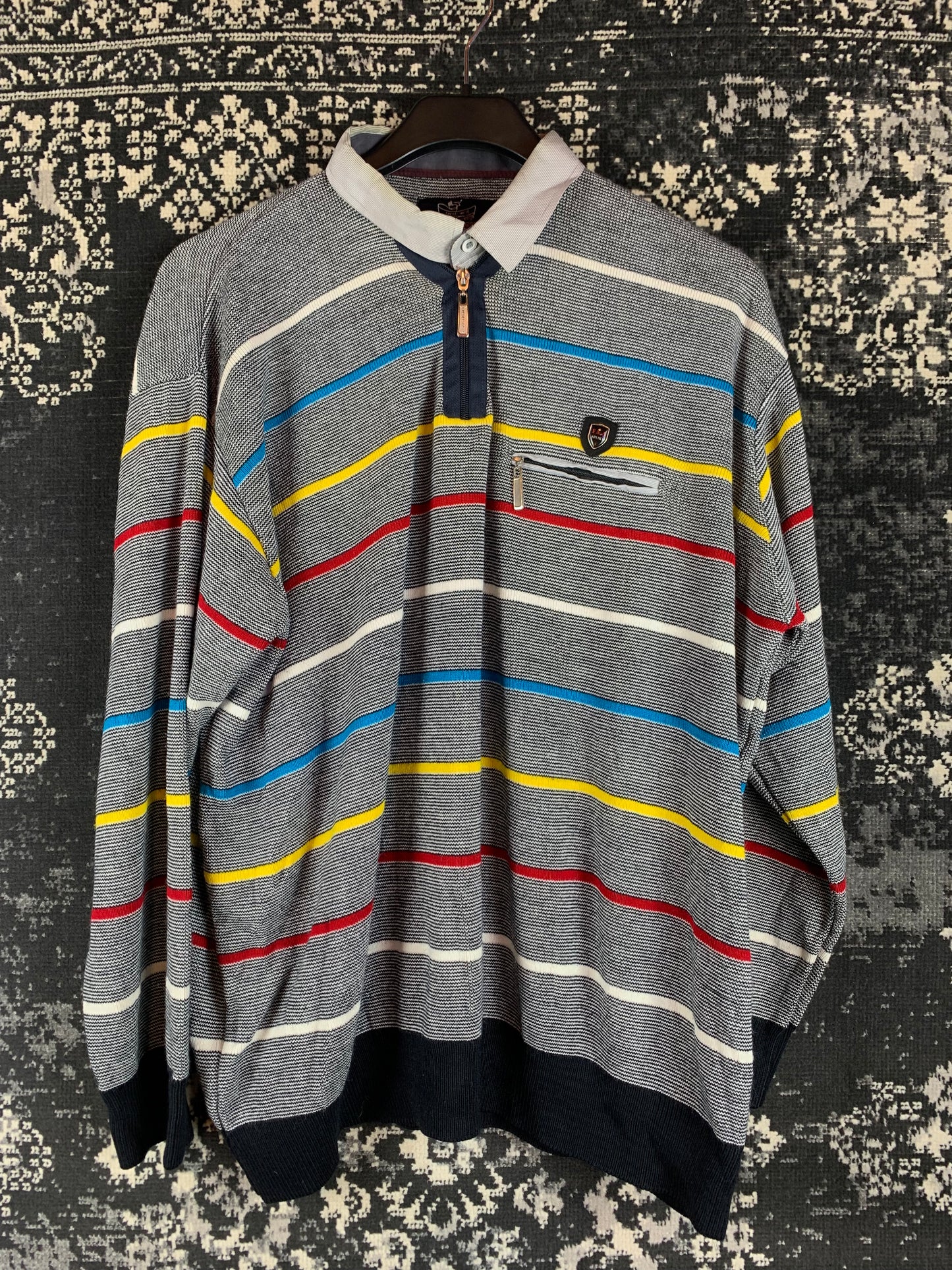 Men's Vintage Striped F&A Sport Polo Jumper