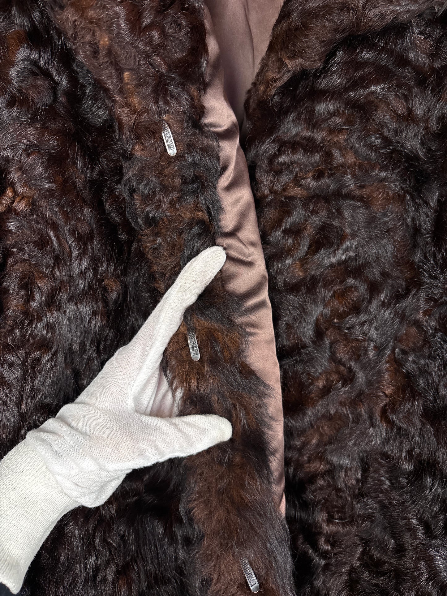 Women's Vintage Dark Brown Genuine Goat Fur Coat