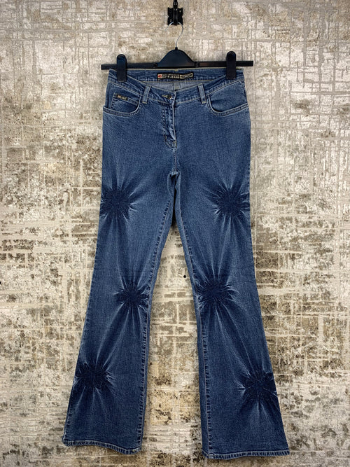 Women's Y2K Washed Blue Flared Jeans