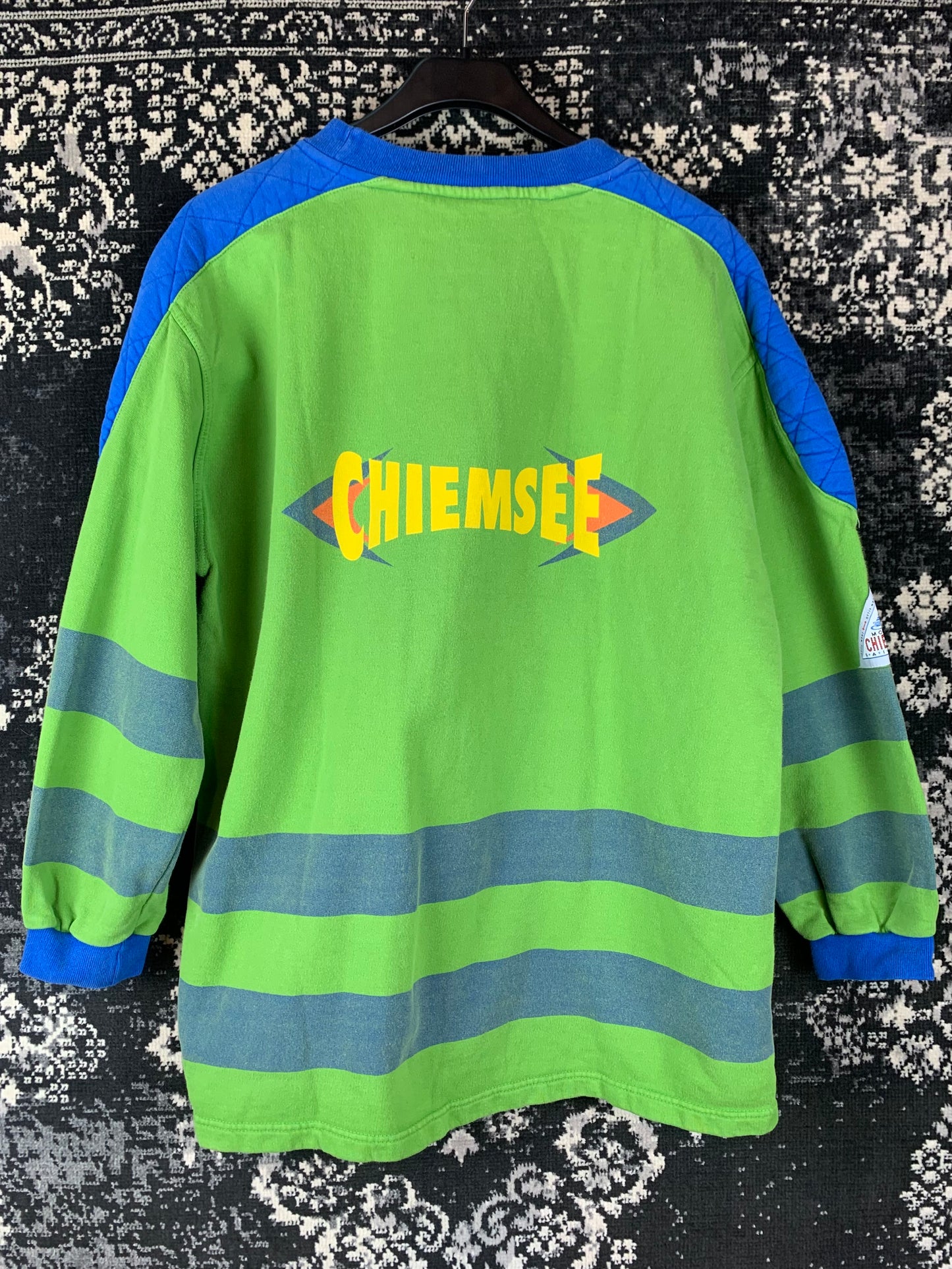Men's Vintage Chiemsee Green Striped Sweatshirt