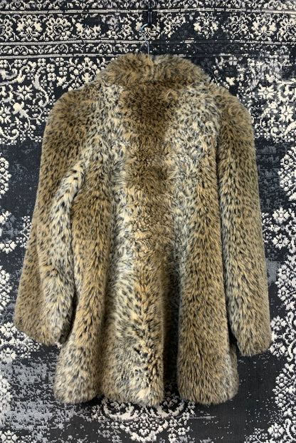 Women's Vintage Cheetah Print Faux Fur Coat