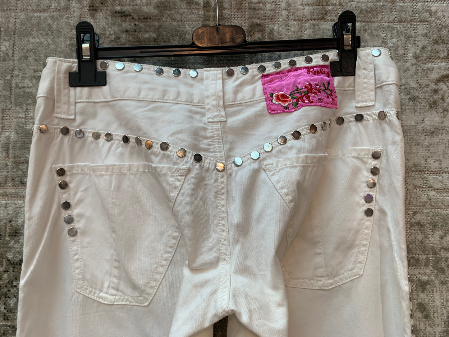 Replay Y2K Studded White Trousers