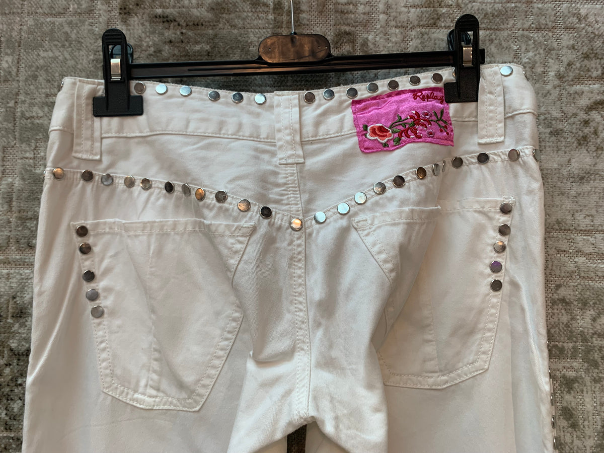 Replay Y2K Studded White Trousers