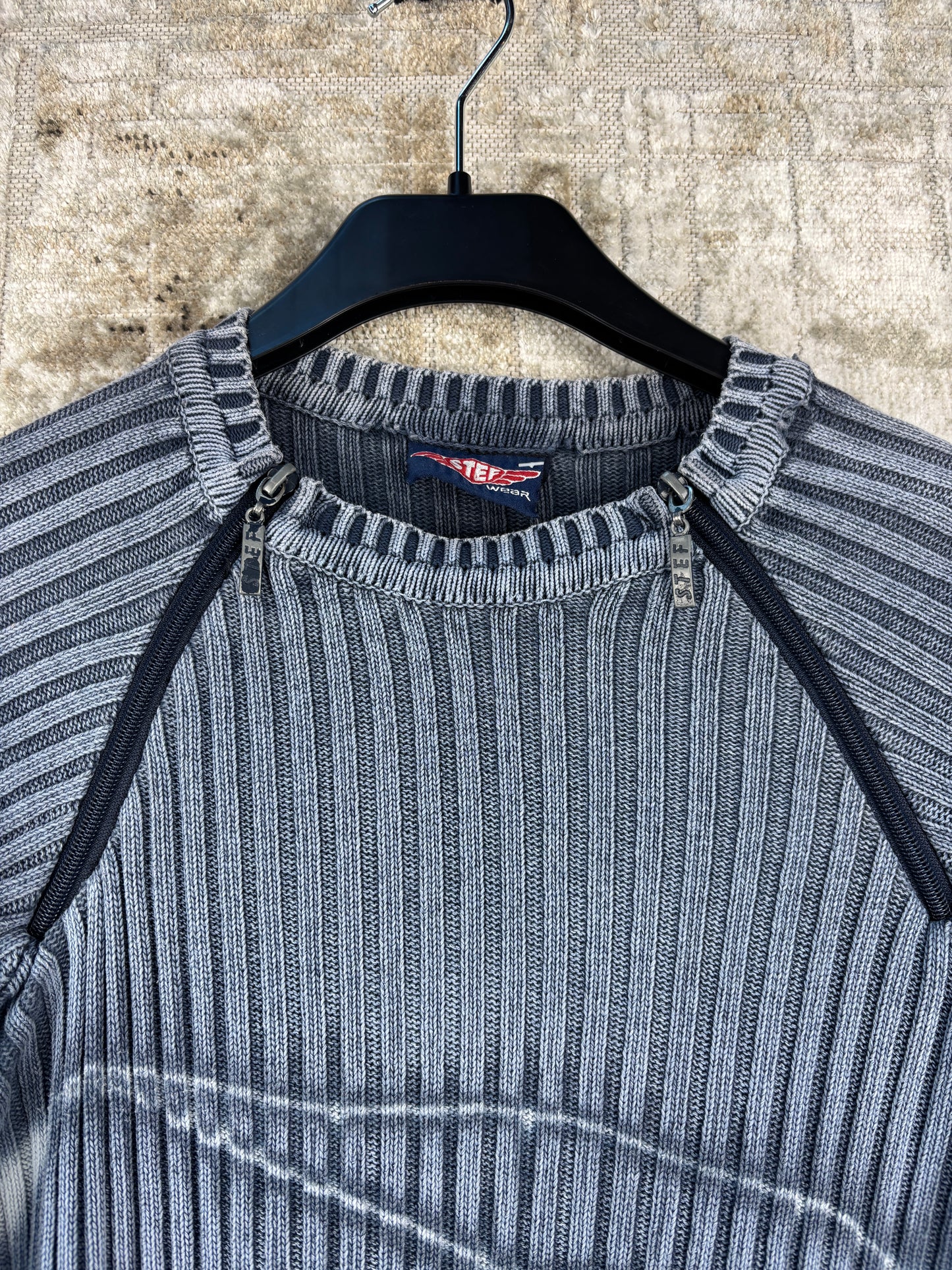 Mens Y2K Blue Knit Sweater