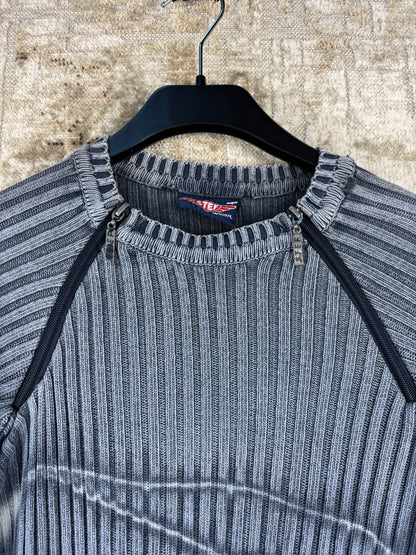 Mens Y2K Blue Knit Sweater