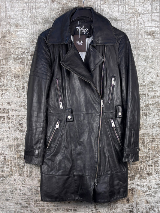 Women's Vintage Black Genuine Leather Coat