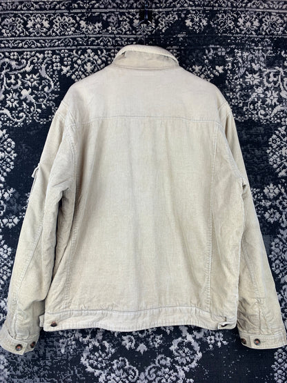 Mens Vinatege Function And Comfort Corduroy Beige Jacket