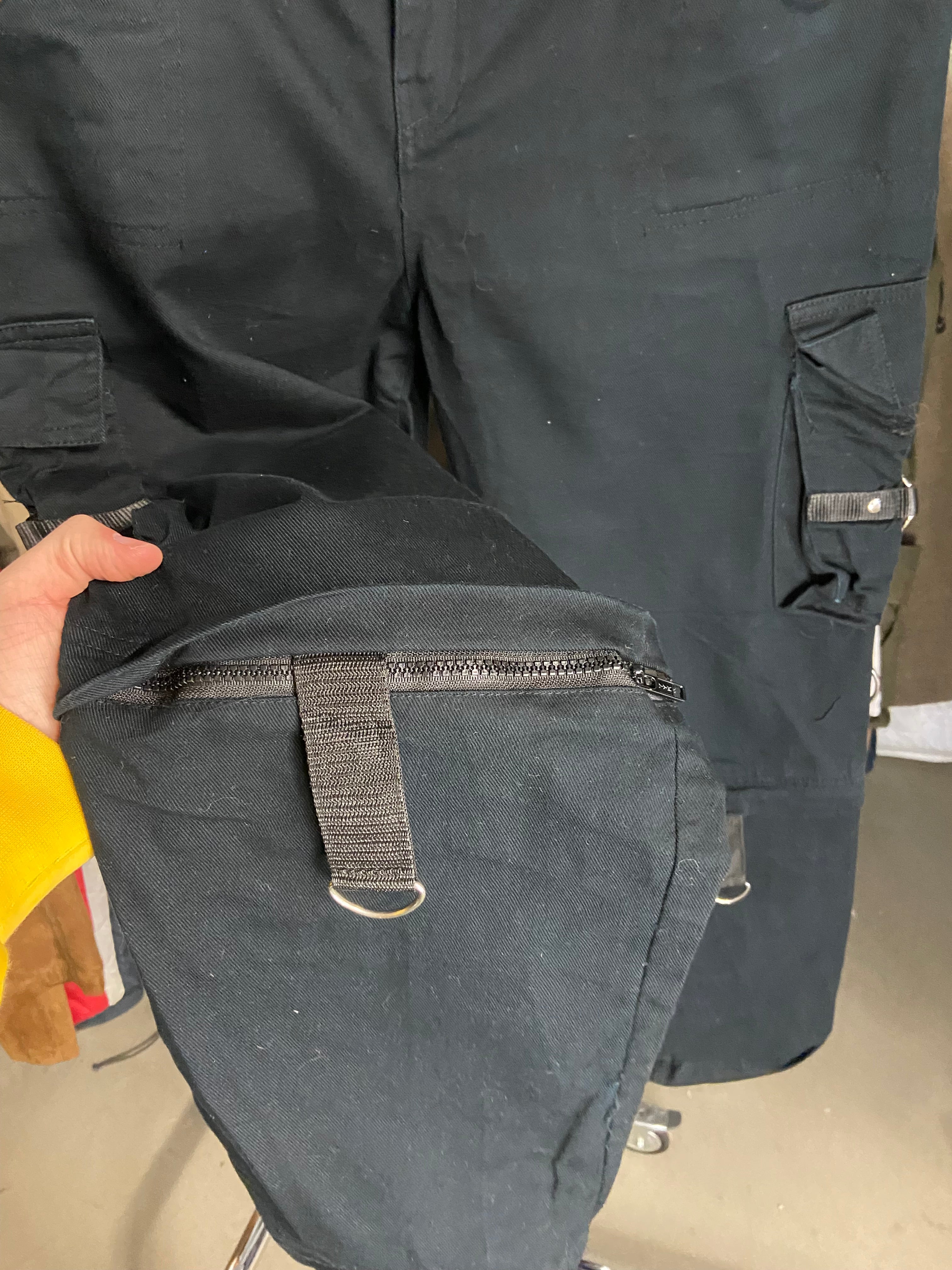 Vintage Cargo Pants Multipocket Black Mens L Y2K Straight