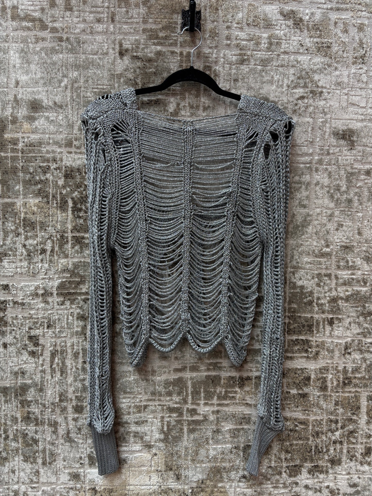 Womens Y2K Miss Sixty Silver Knit Sweater