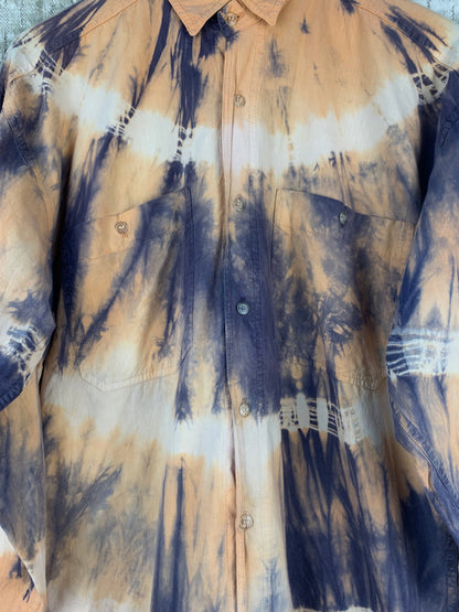 Men's Vintage Tie Dye Long Sleeve Button Up Shirt