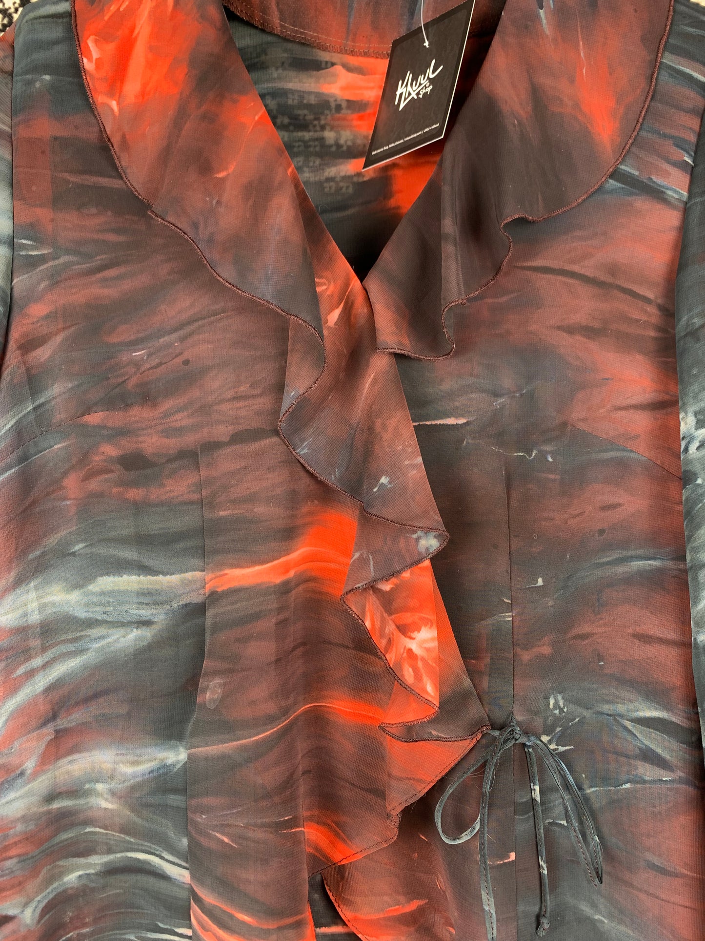 Women's Vintage Ruffle Tie Front Blouse