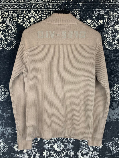 Y2K Men Gray Ribbed Knit Zip Hoodie