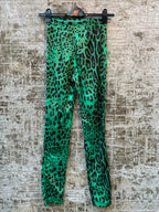 Green Leopard Print Skinny Pants