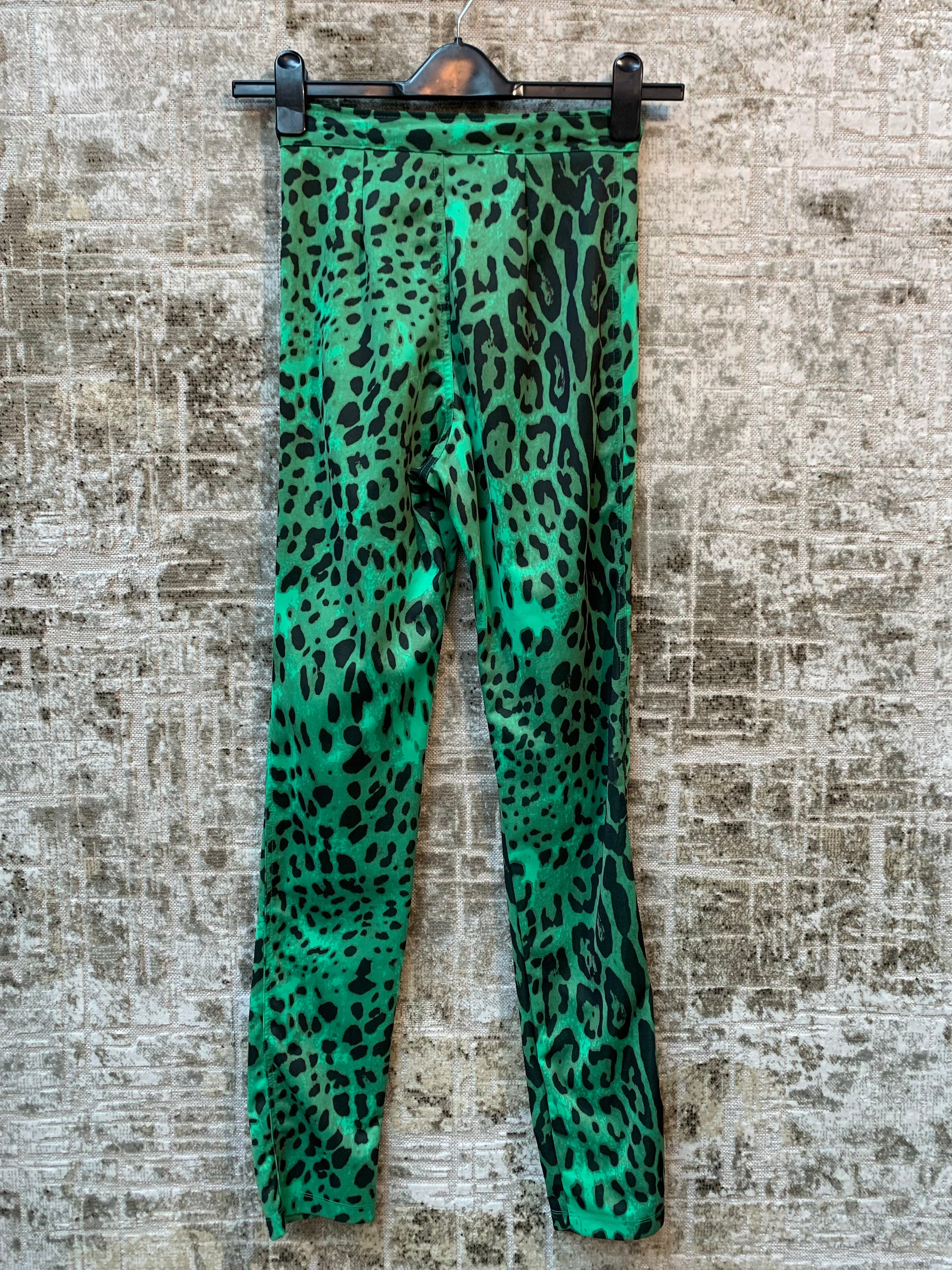 Green Leopard Print Skinny Pants